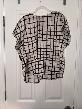 Womens Black Grid Print Oversized Blouse